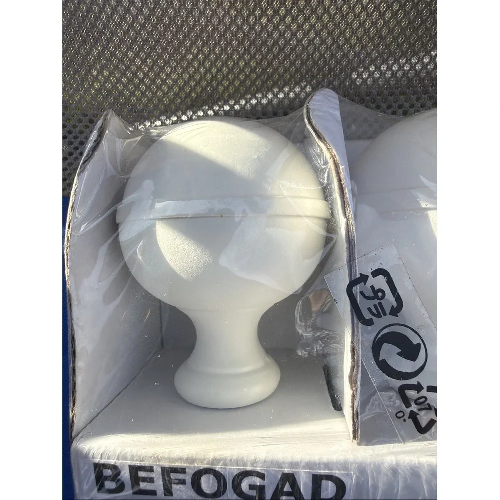 IKEA BEFOGAD Metal Finials White for Curtain Rod 903.147.51 Pack Of 2 NIB New